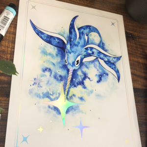 Whale in blue Holo print