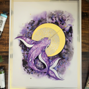 Whale in Purple Holo print