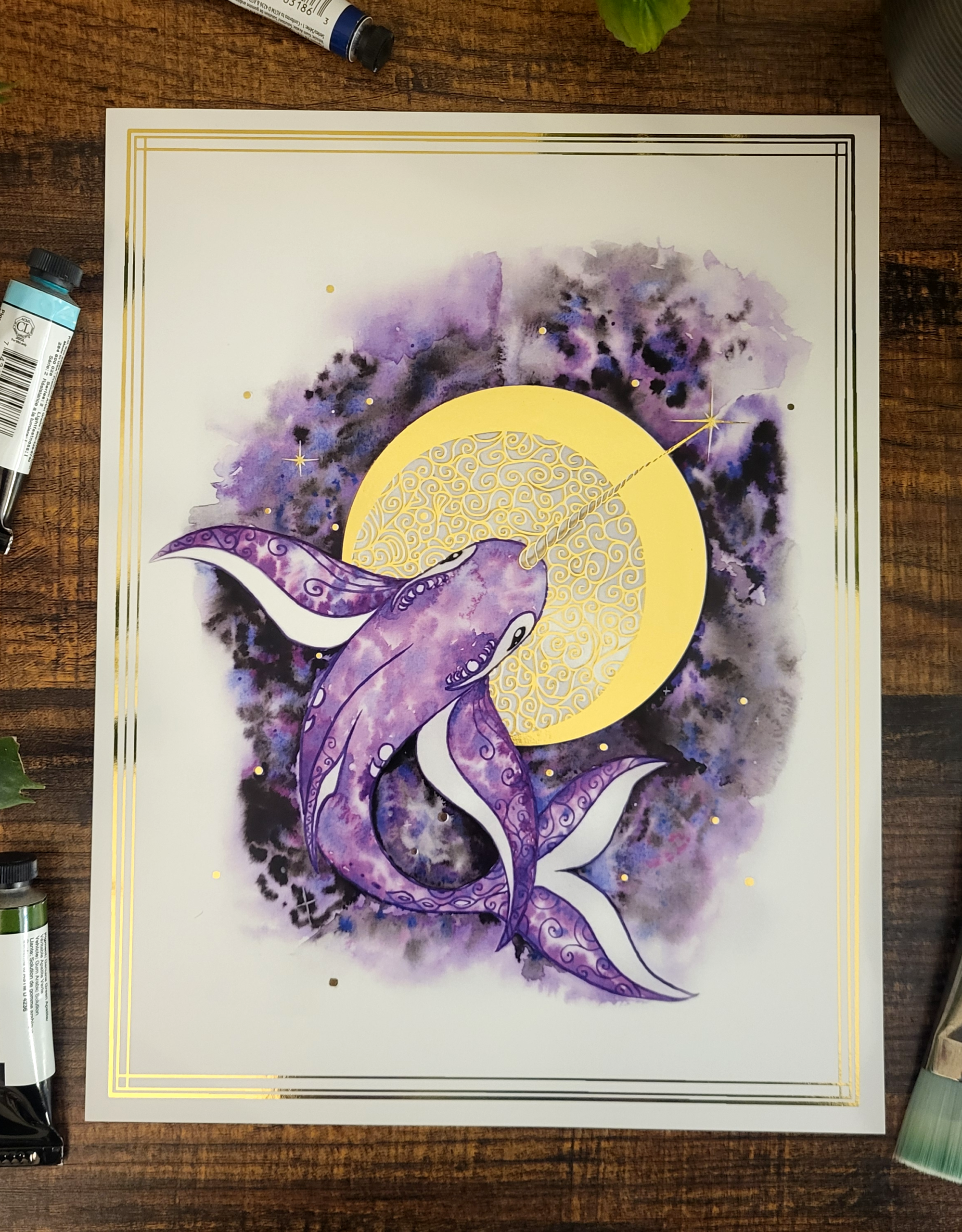 Whale in Purple Holo print
